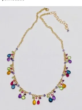 Pom Jewelry Necklace Mixed Gemstones in Gold Fill-PN-M2