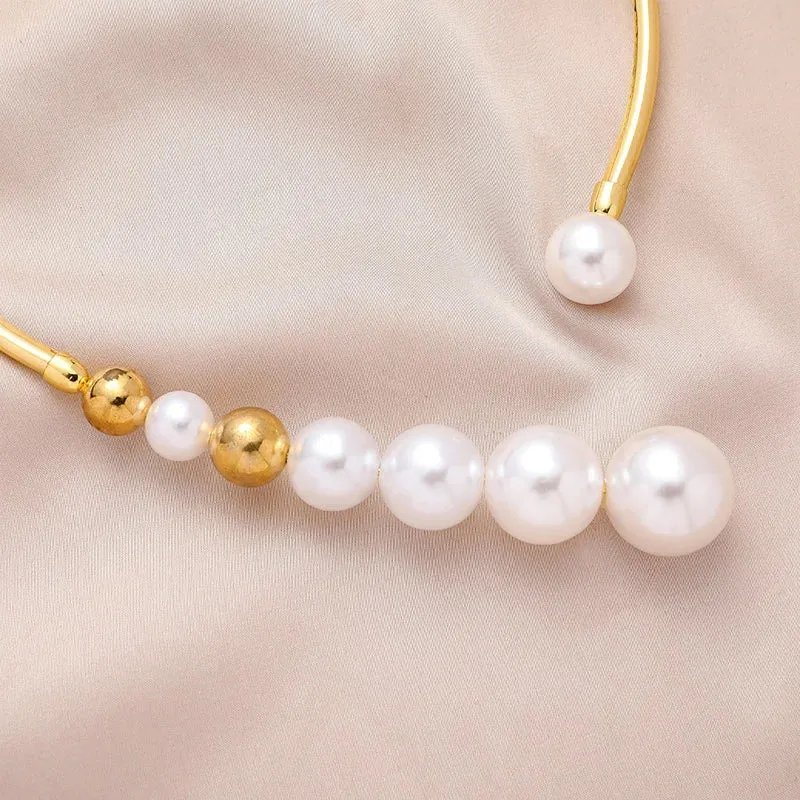 Pre Order:  Exaggerated Faux Pearl Open Collar Necklace