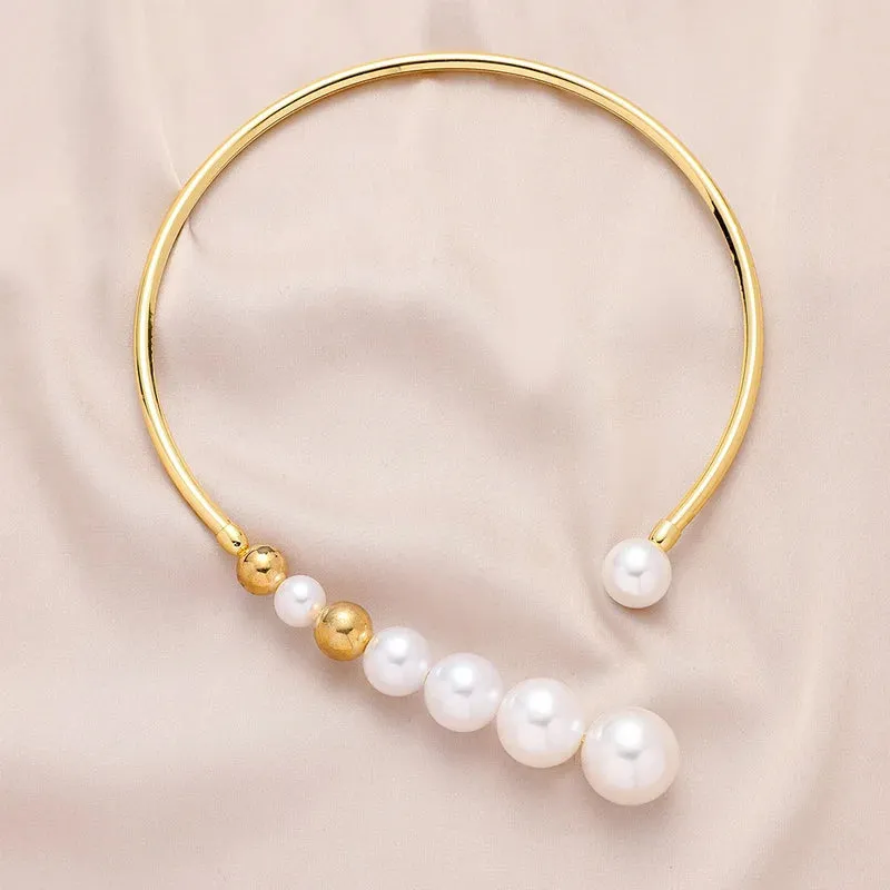 Pre Order:  Exaggerated Faux Pearl Open Collar Necklace