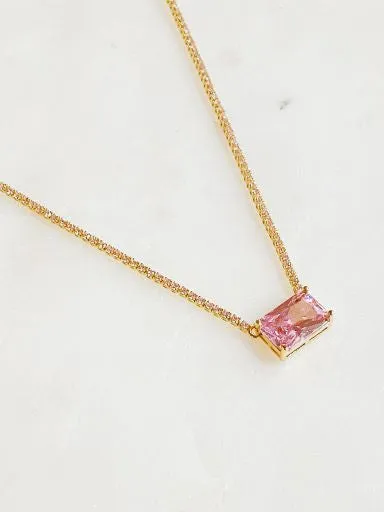 Precious Memories Emerald Cut Pendant Tennis Necklace