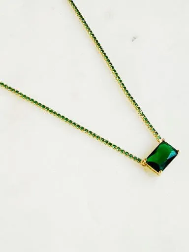 Precious Memories Emerald Cut Pendant Tennis Necklace