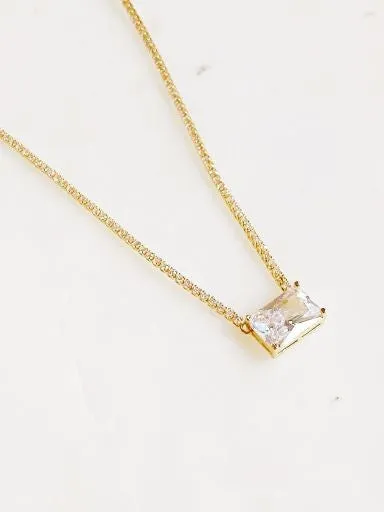 Precious Memories Emerald Cut Pendant Tennis Necklace