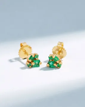 Princess Cluster Emerald Studs