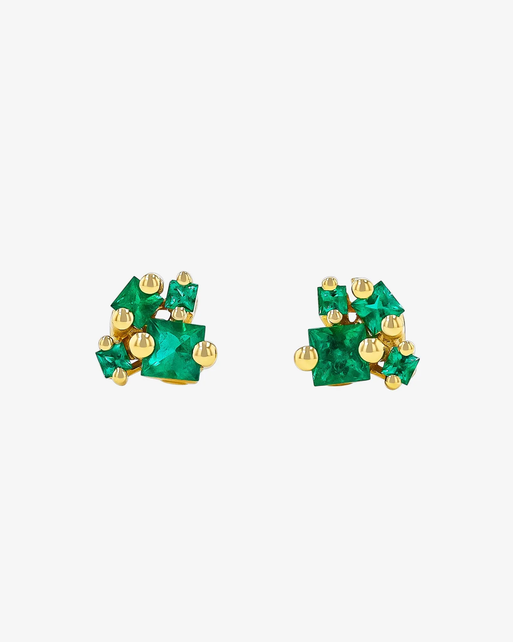 Princess Cluster Emerald Studs