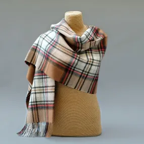 Pure Alpaca shawl in Camel Stewart Tartan