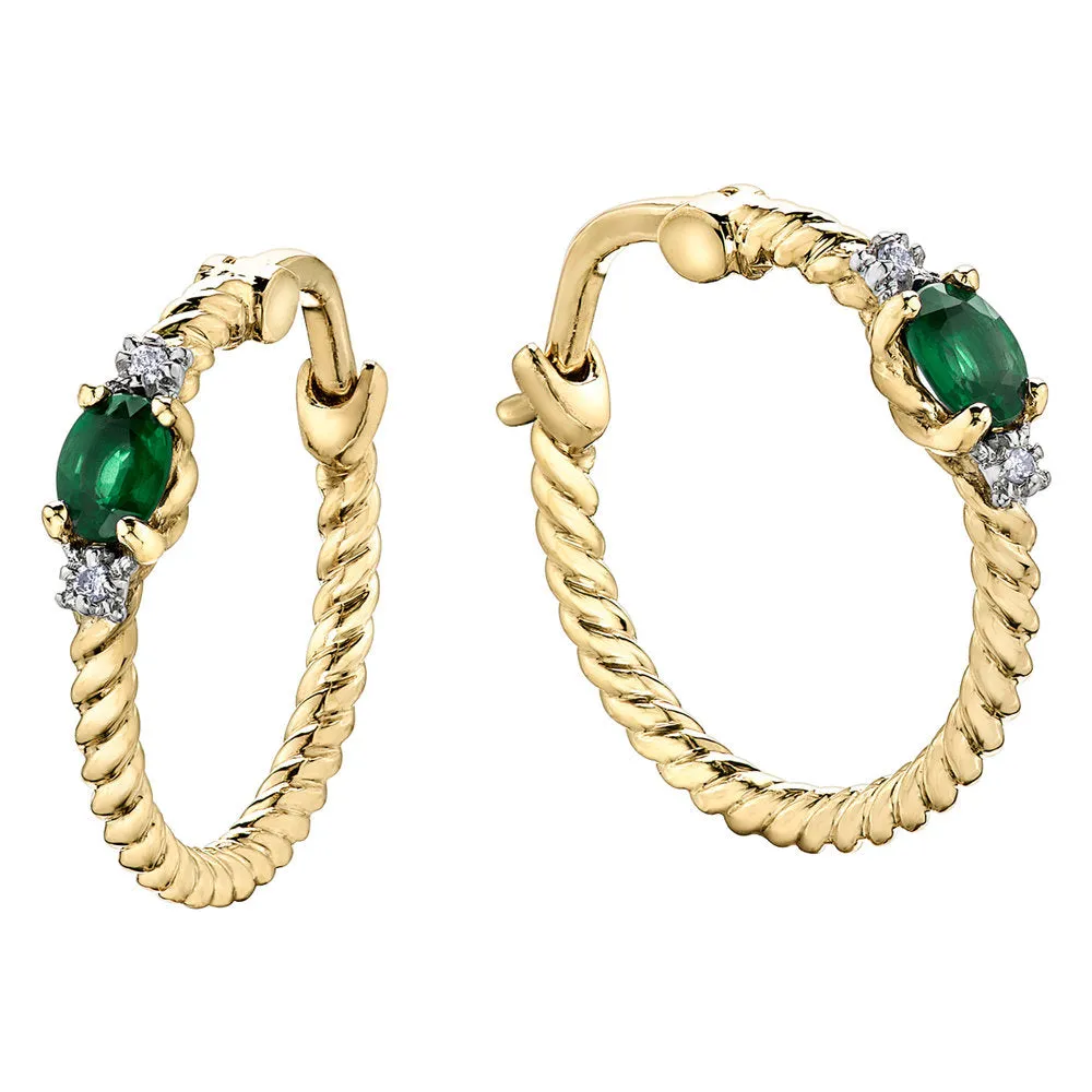 "ESMERELDA" EMERALD/ DIAMOND HOOPS