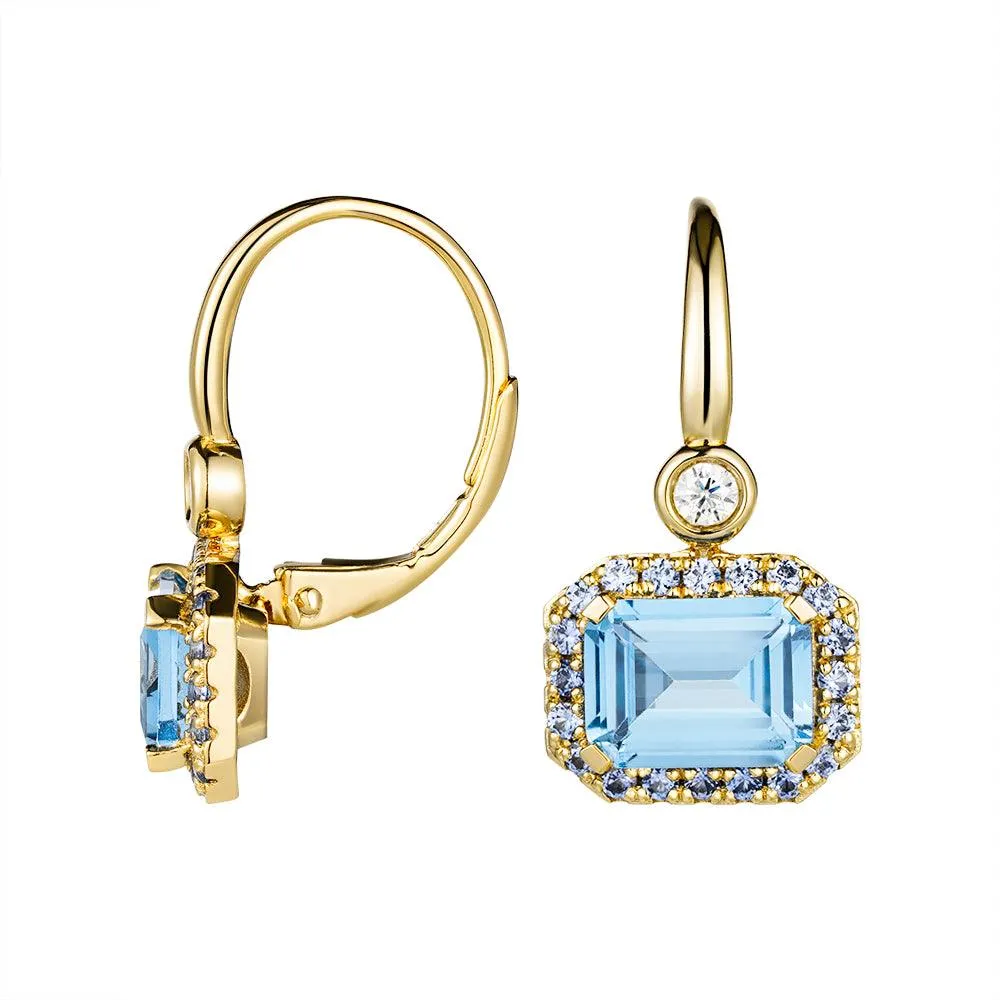 "Seaside Serenity Defender" Aquamarine and Sapphire Earrings