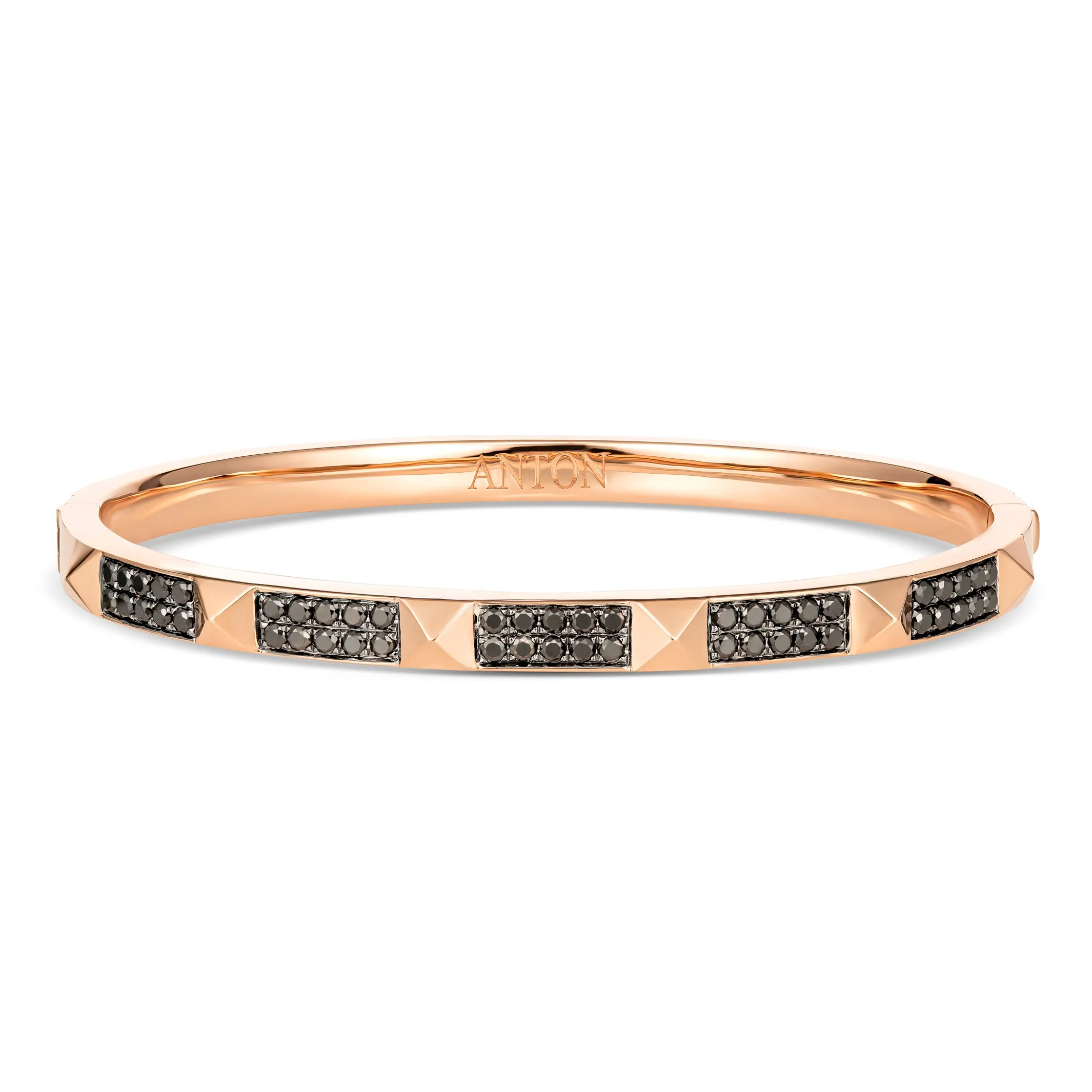 R.08® Deux Black Diamond Bangle | Rose Gold