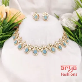 Rani Designer Kundan Necklace with CZ Stones