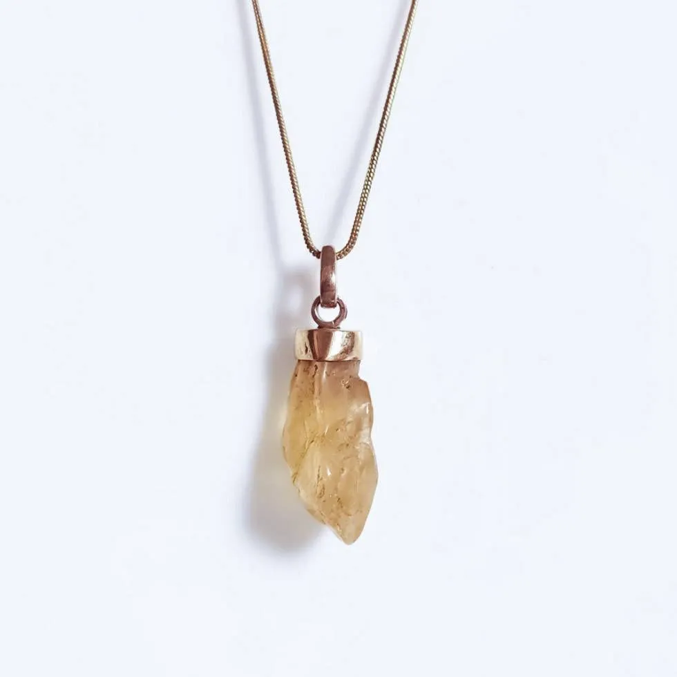 Raw Citrine Crystal Pendant Necklace