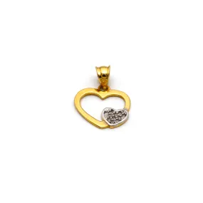 Real Gold 2 Color Heart Pendant 2865