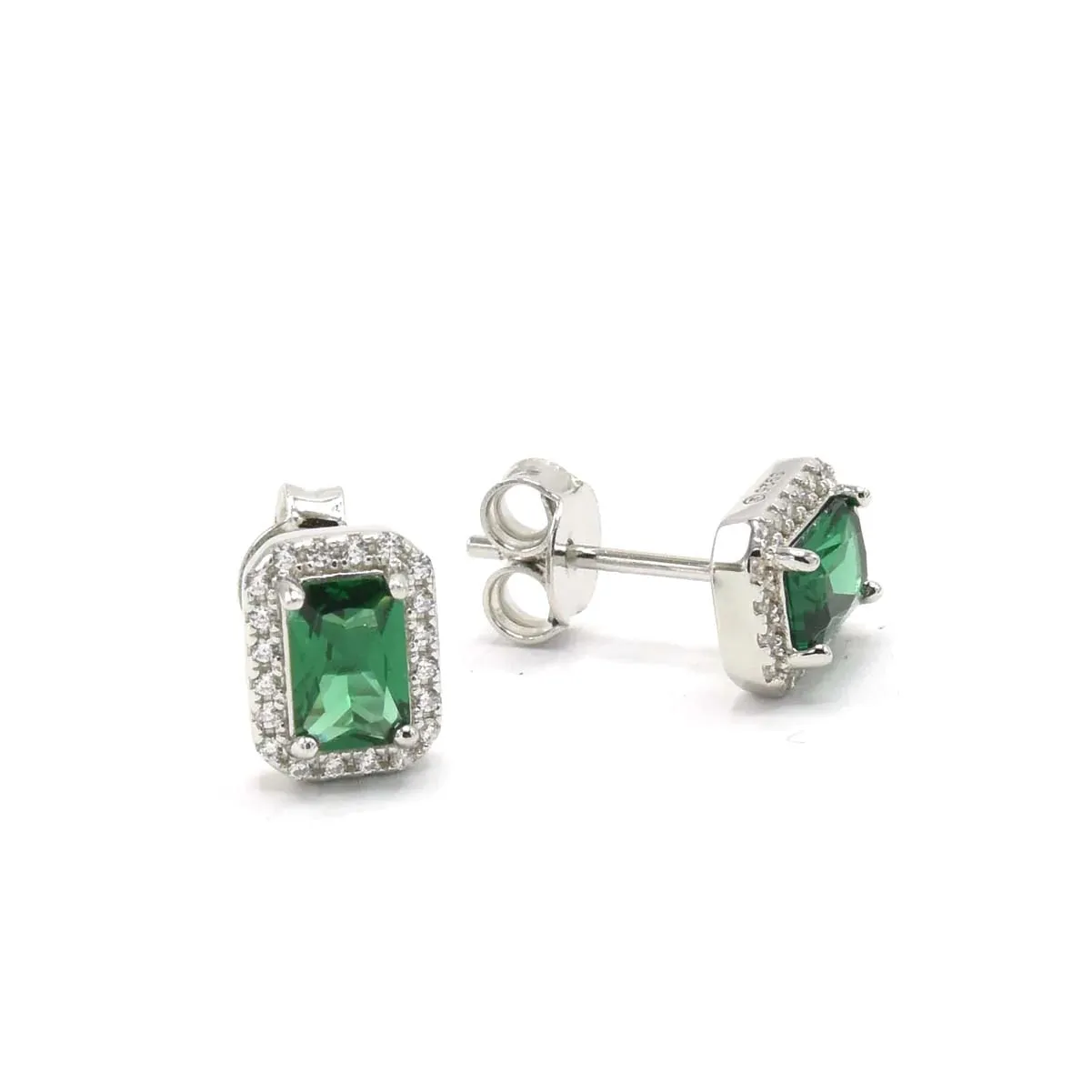 Rectangle Stud Earrings 925 Sterling Silver Zircon Rectangle Luxury Fashion Studs Emerald Cut Studs