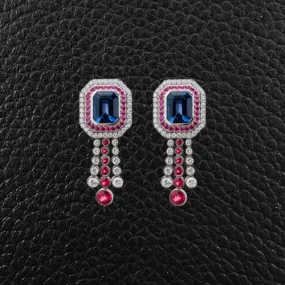 Red & Blue Spinel & Diamond Earrings