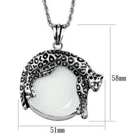 Rhodium Brass Magnifier pendant with Synthetic Synthetic Glass in Clear for Women Style 3W908