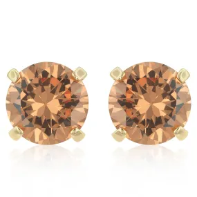 Rolina Champagne Round CZ Stud Earrings