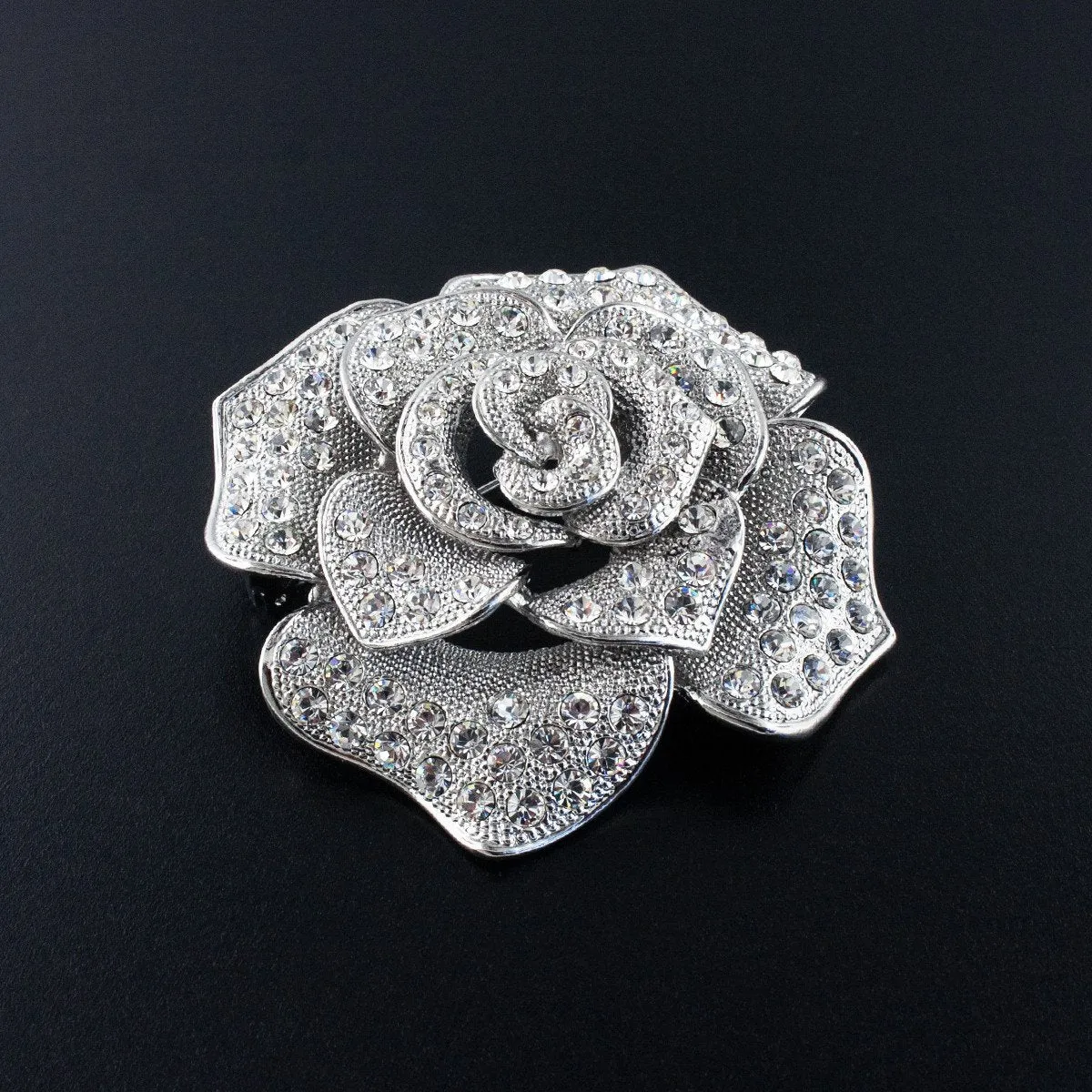 Rose Brooch with Crystal