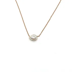 Rose Gold Pear Diamond Halo Station Necklace