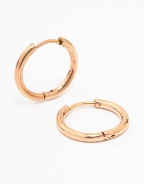 Rose Gold Plated Surgical Steel Thin Hoop Earrings 12mm