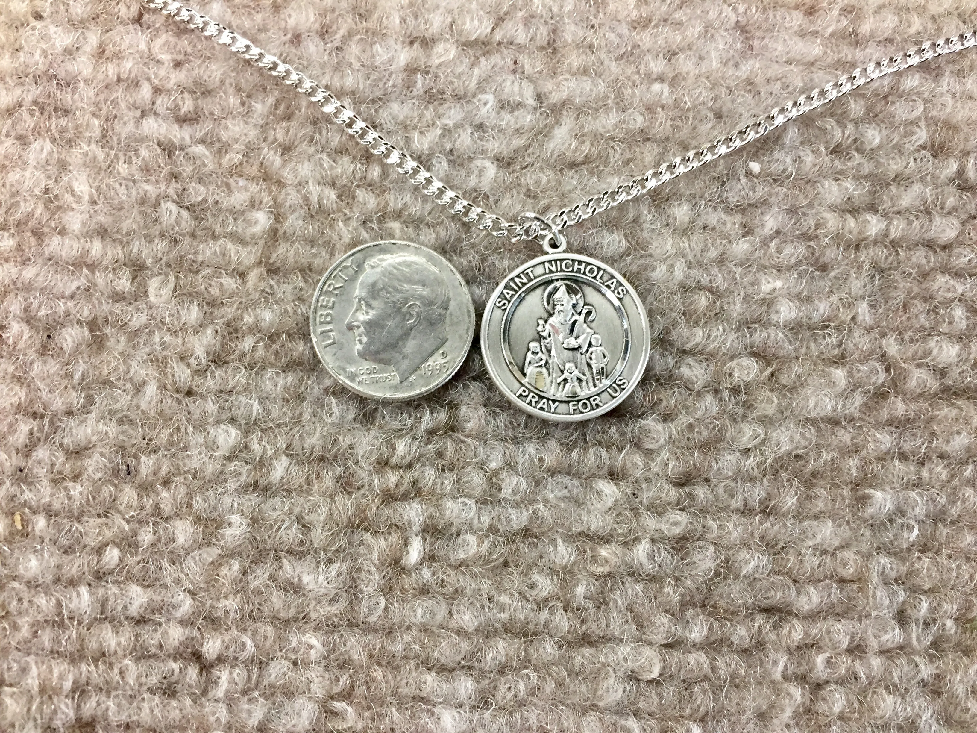 Saint Nicholas Silver Pendant With Silver Chain