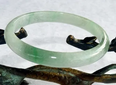 Sale-Imperial Green Veins Vintage Old Mine Lao Pit Burmese Jadeite Bangle 59mm (BB2662)