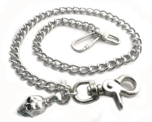 Shackle Smooth with Skull Pendant Wallet Chain 16"