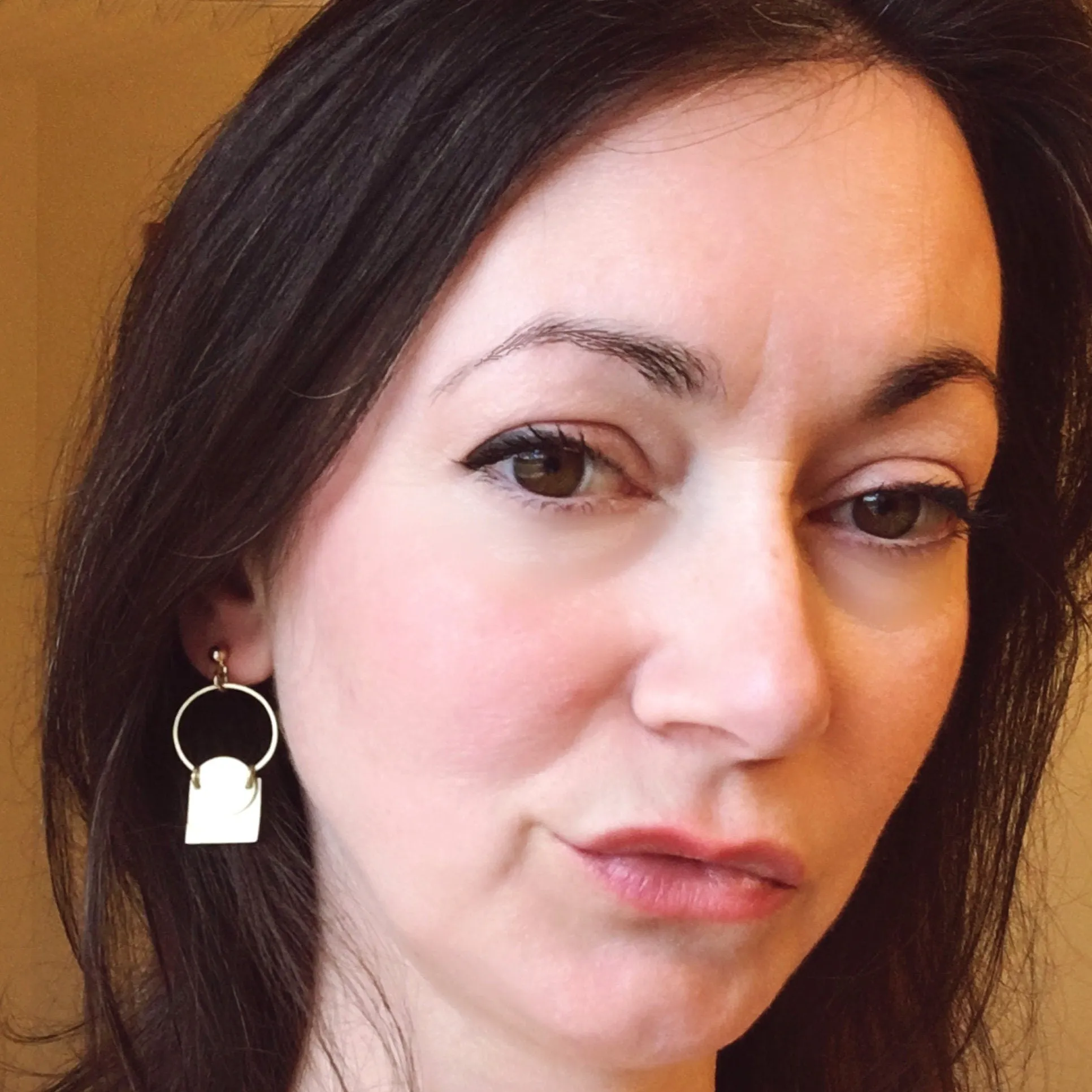 Short Geometric Minimal Brass Earrings - Nickel Free - Ready To Ship