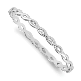 Silver Diamond Twist Bangle Slip on Bracelet