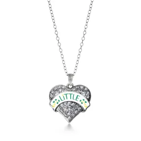 Silver Emerald Green and Canary Yellow Little Pave Heart Charm Classic Necklace