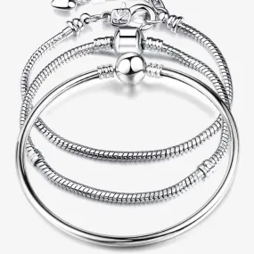 Silver Plated Snake Chain Link Bracelet Fit European