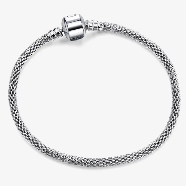 Silver Plated Snake Chain Link Bracelet Fit European