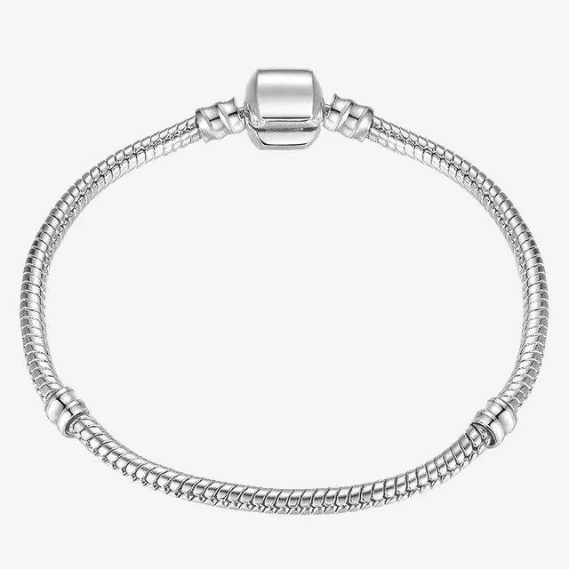 Silver Plated Snake Chain Link Bracelet Fit European