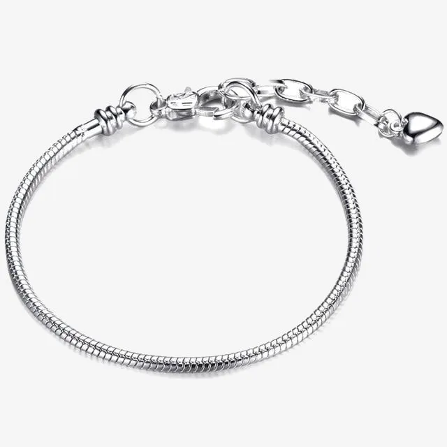 Silver Plated Snake Chain Link Bracelet Fit European