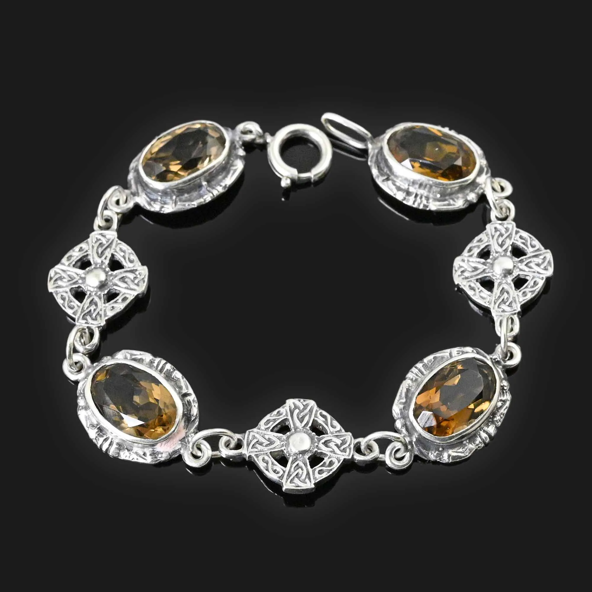 Silver Scottish Celtic Cross Citrine Bracelet