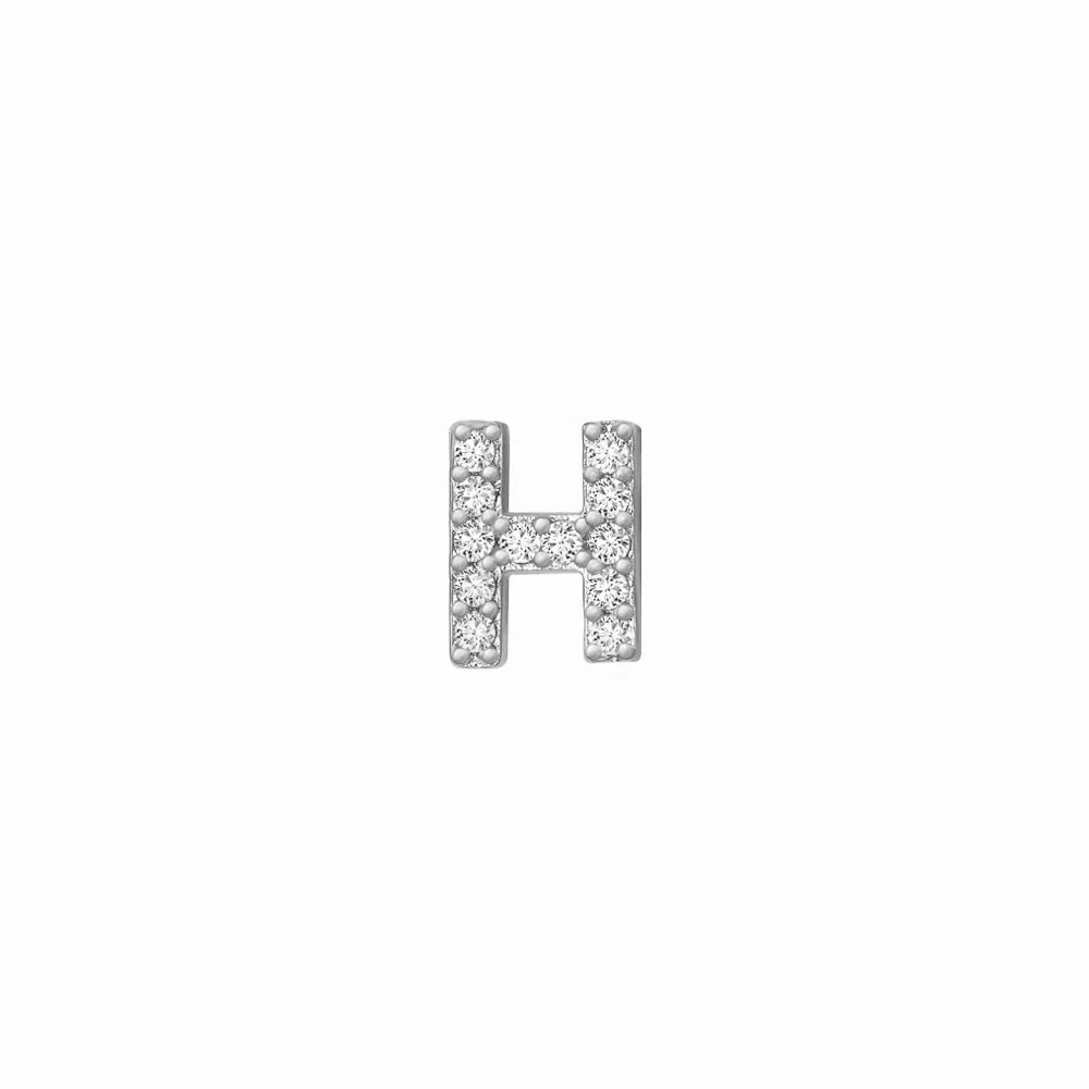 SKINNY SILVER H CHARM (WHITE)