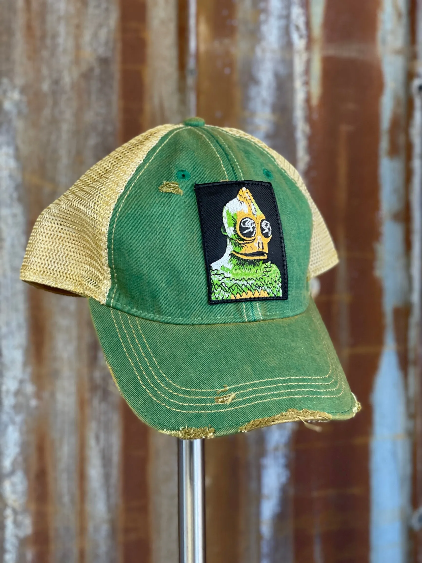 Sleestack Monster Hat - Distressed Kelly Green Snapback