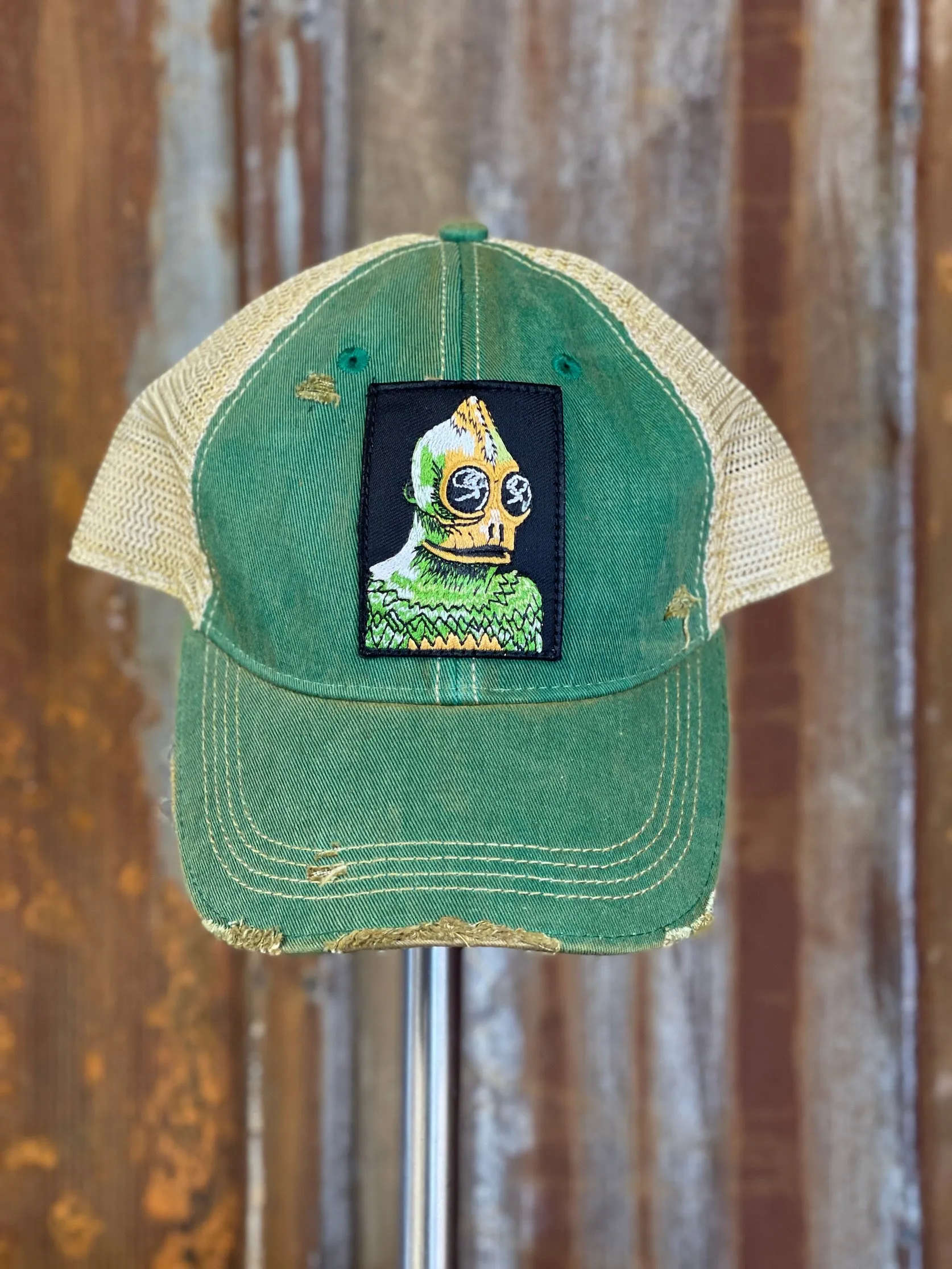 Sleestack Monster Hat - Distressed Kelly Green Snapback