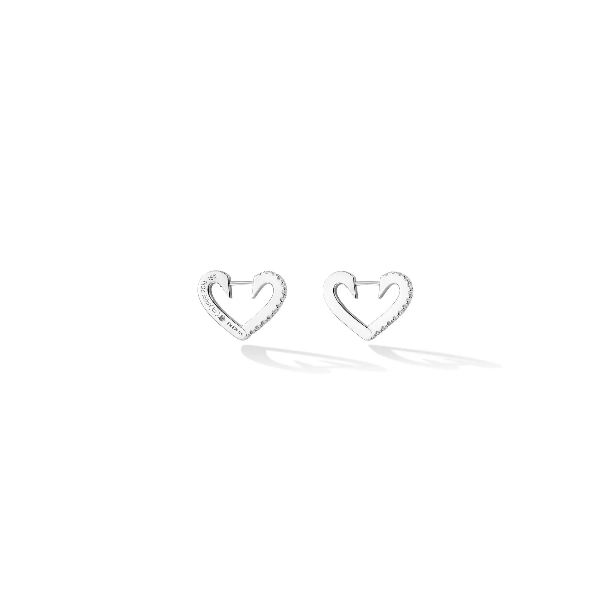 Small White Gold Endless Hoop Earrings with White Diamonds