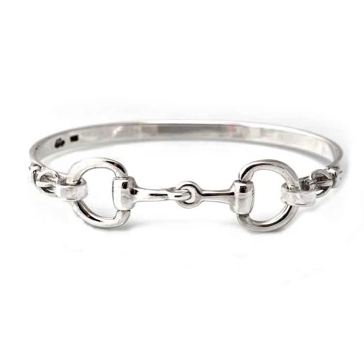 Snaffle Horse Bit Bangle Bracelet Sterling Silver with Buckles