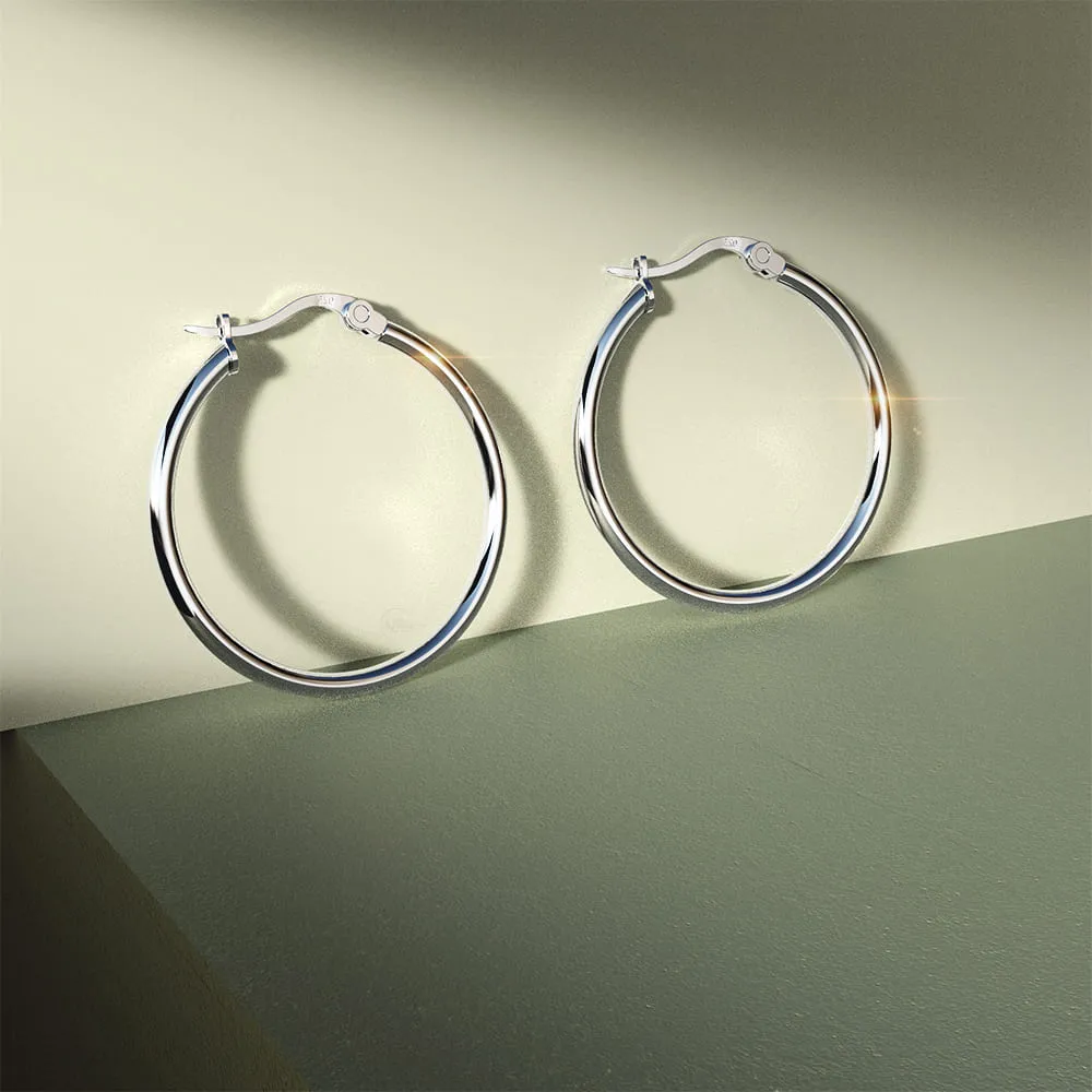 Solid 925 Signature Silver Luna Hoop Earrings