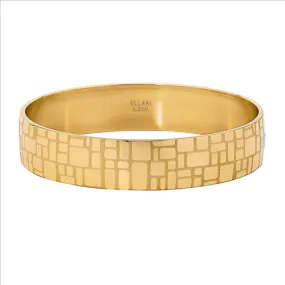 Stainless Steel Gold IP Plating 15mm Wide Bangle w/Square Design- size 20