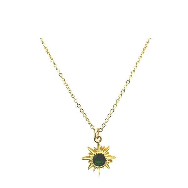 Starburst CZ Center Necklace: Emerald (NGCH445EM)