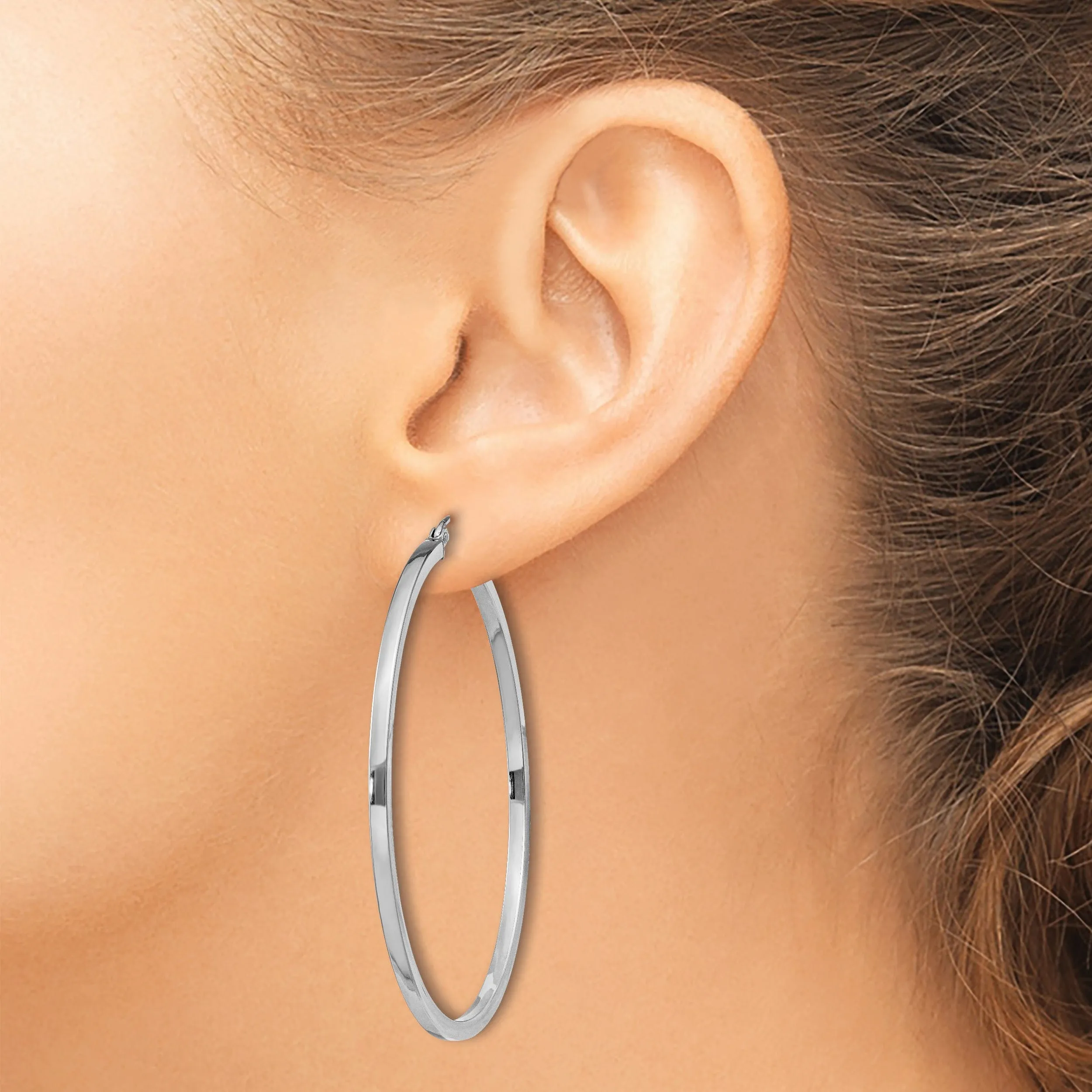 Sterling Silver 2MM Square Tube Hoop Earrings