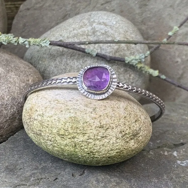 Sterling silver and Amethyst stacking bangle