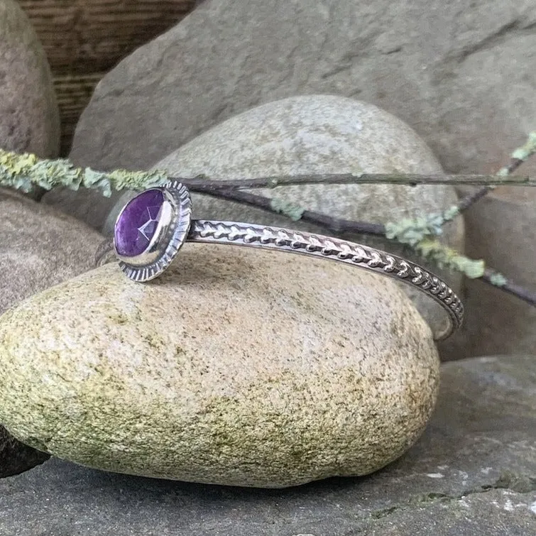 Sterling silver and Amethyst stacking bangle