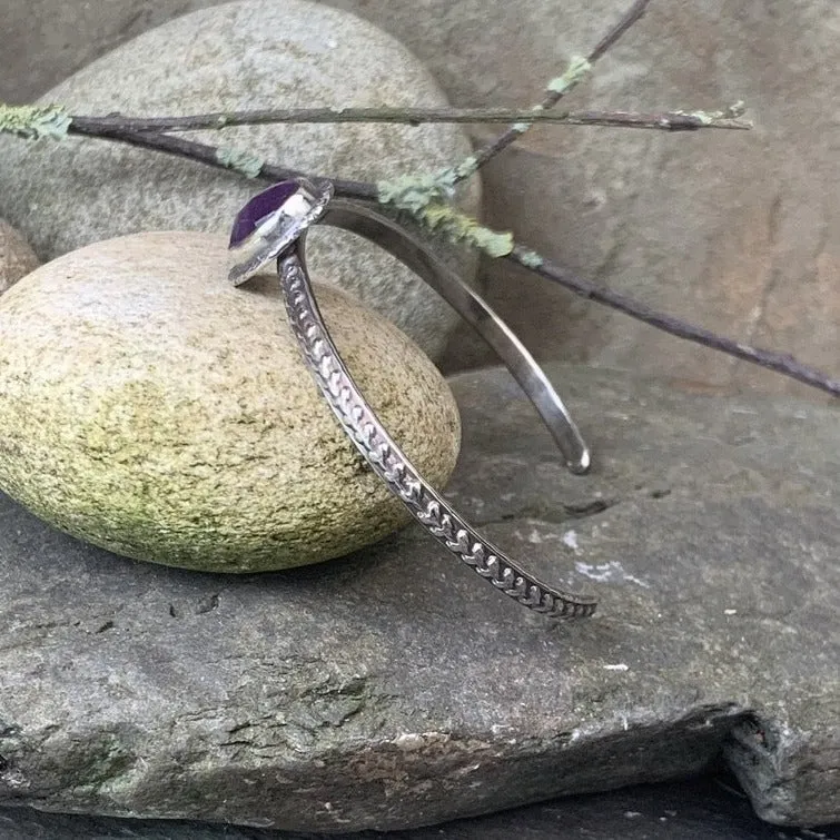 Sterling silver and Amethyst stacking bangle