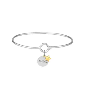 Sterling Silver Believe Bangle with Star Dangle