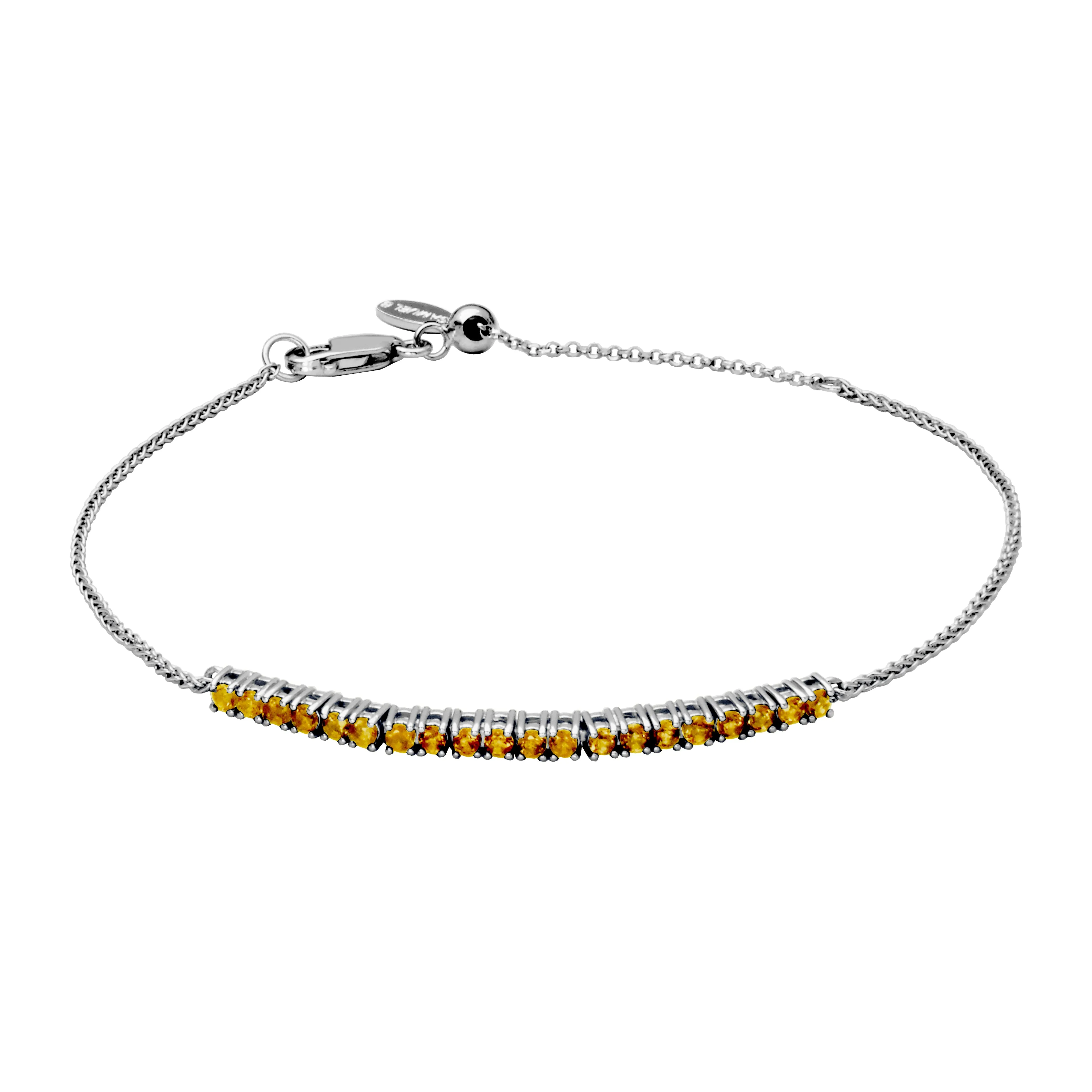 Sterling Silver Citrine Adjustable Bracelet