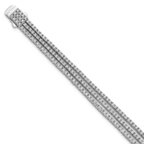 Sterling Silver CZ 3 Strand 7in Bracelet