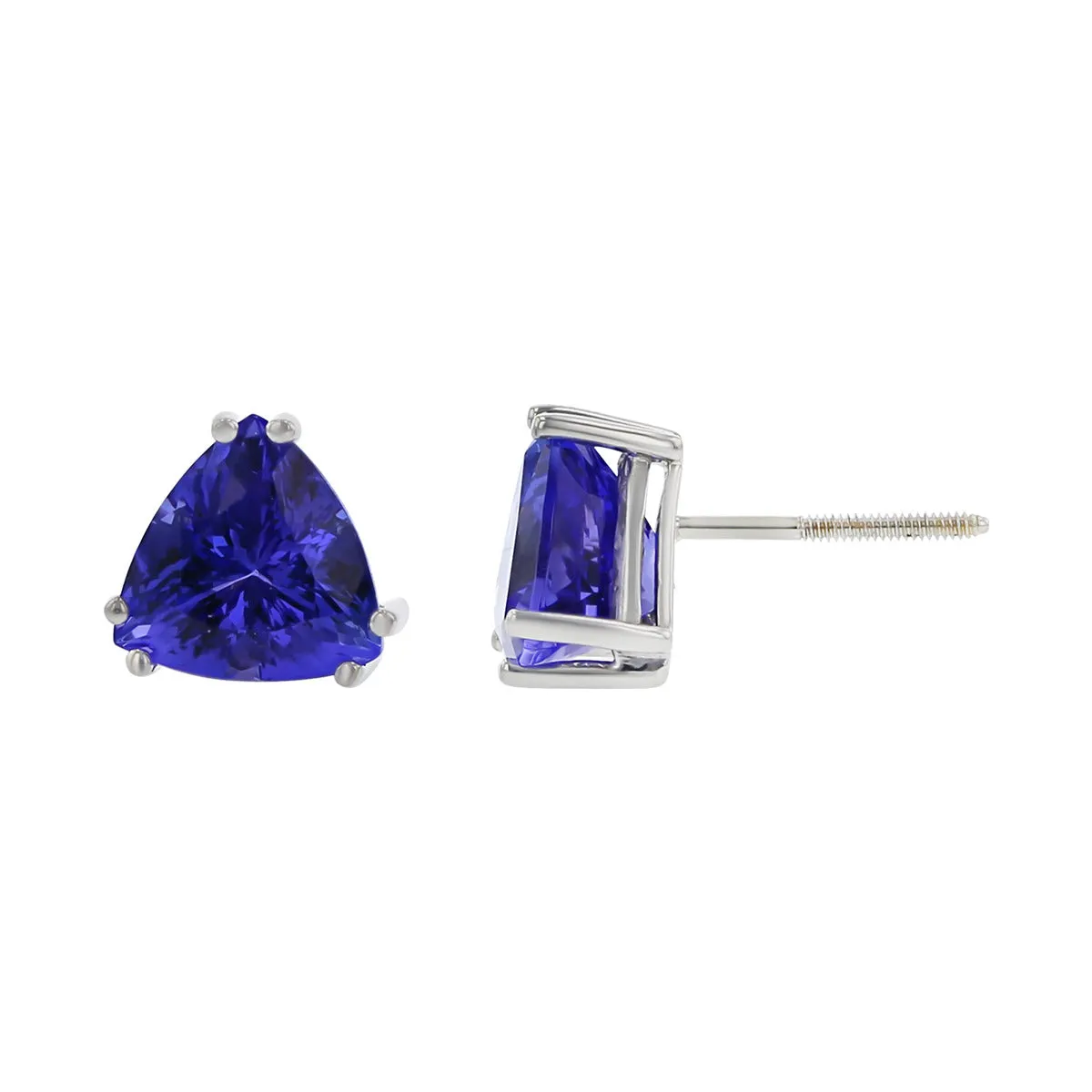 Sterling Silver Trillion Tanzanite Stud Earrings