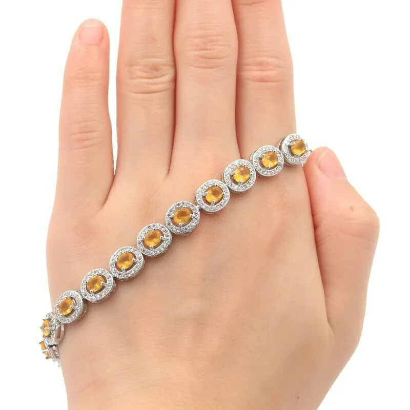 Sterling Silver Yellow Brazilian Citrine Tennis Bracelet